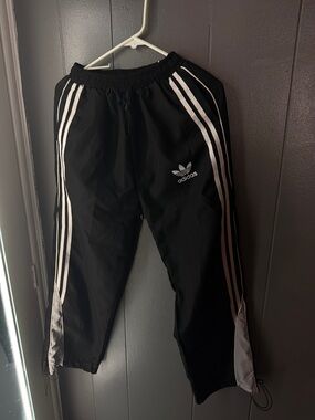 adidas Black Track Pants with White Three-Stripes